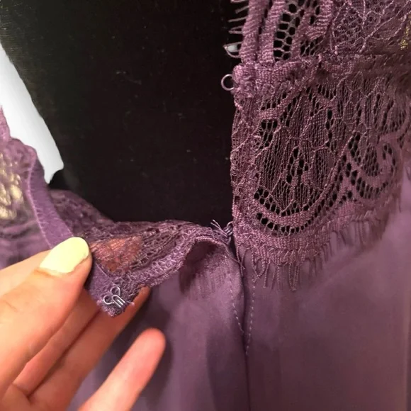 Adore Me Zandy Plum Silk and Lace Racerback Slip/Nightie with Adjustable Straps - Picture 5 of 14